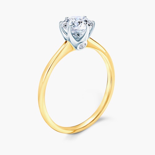 Pierścionek zaręczynowy The Journey: dwukolorowe złoto, z białym szafirem